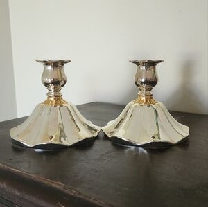 Vintage MCM silver set of candlestick holders